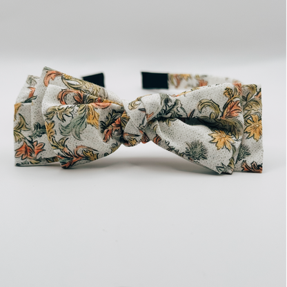 Three Little Bows Headband- Mustard Sage Bloom