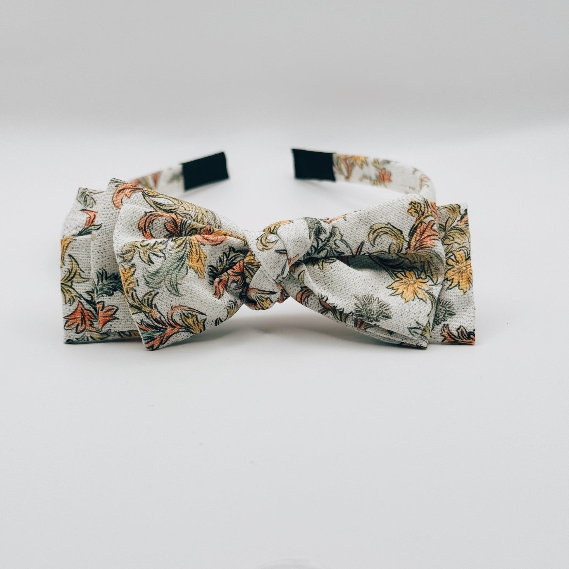 Three Little Bows Headband- Mustard Sage Bloom