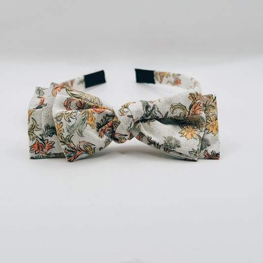 Three Little Bows Headband- Mustard Sage Bloom