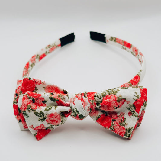 Three Little Bows Headband- Éclosion au jardin des roses