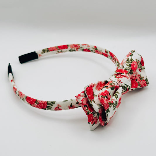 Three Little Bows Headband- Éclosion au jardin des roses