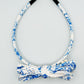 Three Little Bows Headband-Blue Toile