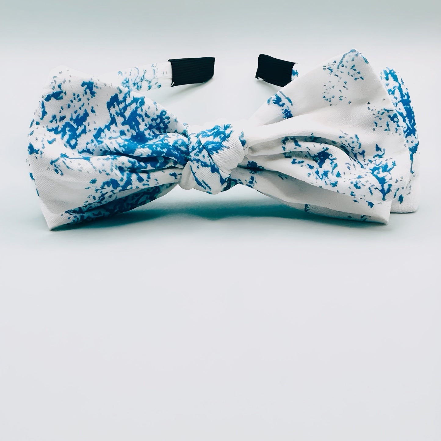 Three Little Bows Headband-Blue Toile