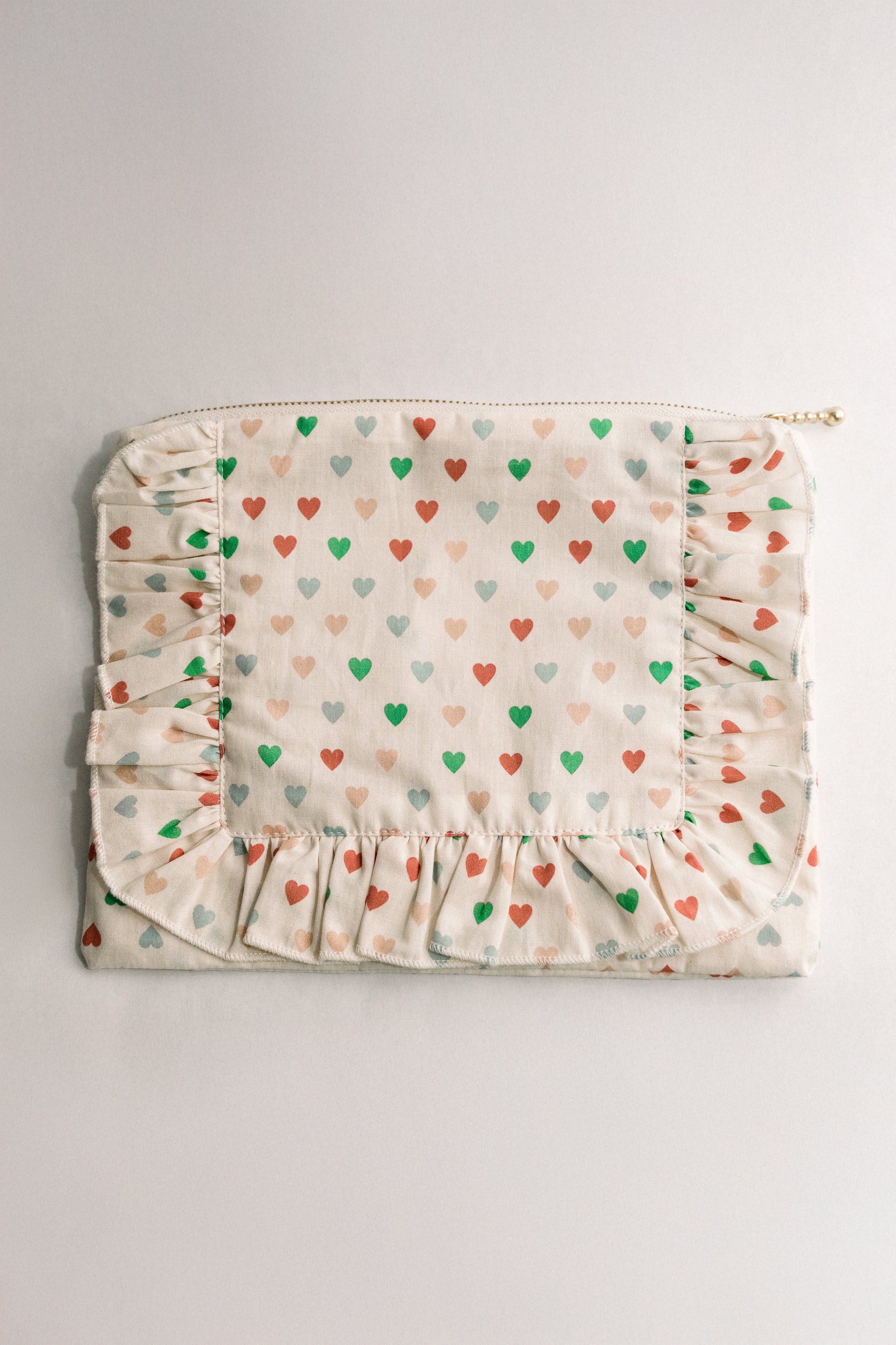 Vintage-Inspired “Hearts” Zippered Pouch