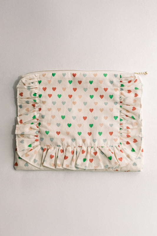 Vintage-Inspired “Hearts” Zippered Pouch