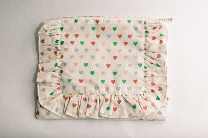 Vintage-Inspired “Hearts” Zippered Pouch