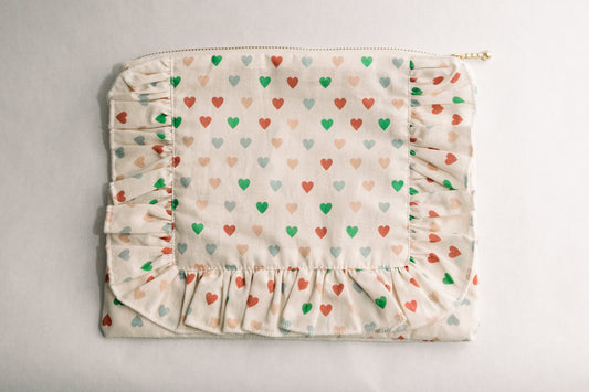 Vintage-Inspired “Hearts” Zippered Pouch