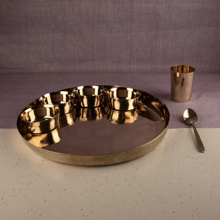 Bronze (Kansa) high hiped plate (Thaali) Set (13.5")