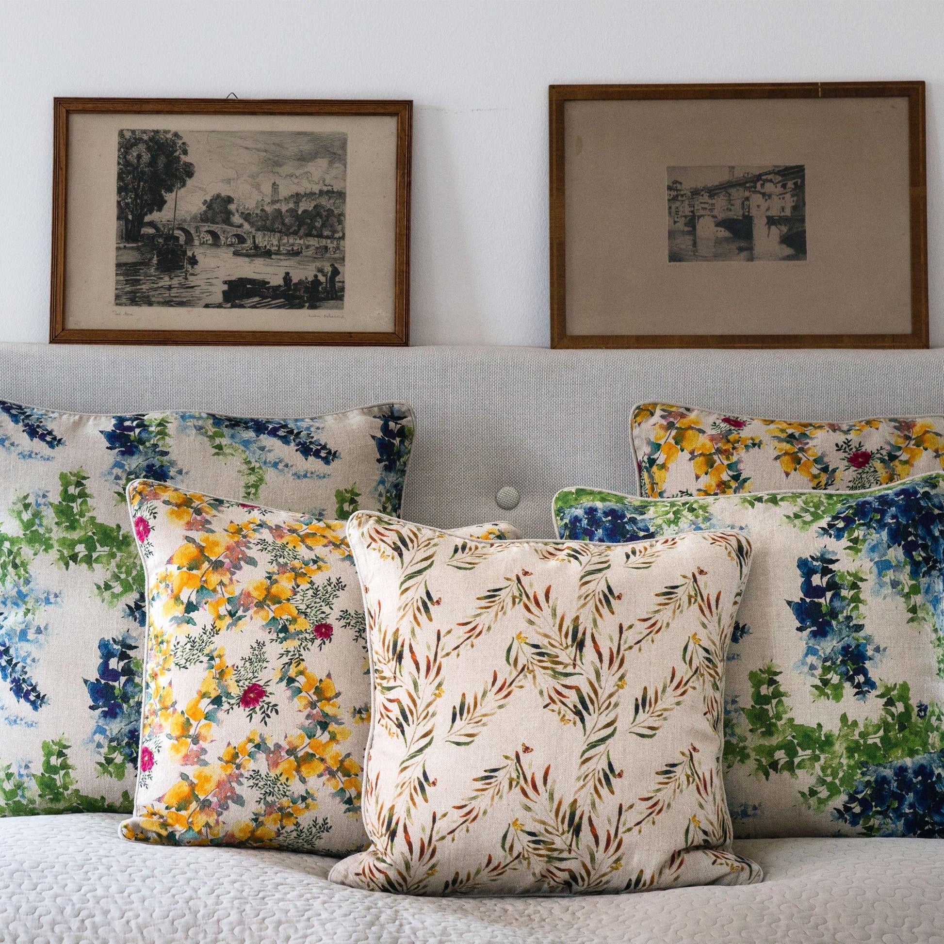 Organic Linen Pillow Cover in Red Palm