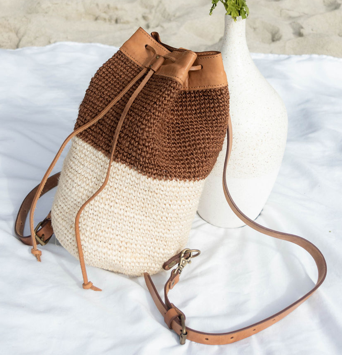 Transito Woven Mini Backpack | Brown-White