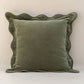 Scallop Velvet Pillow Cover, Moss