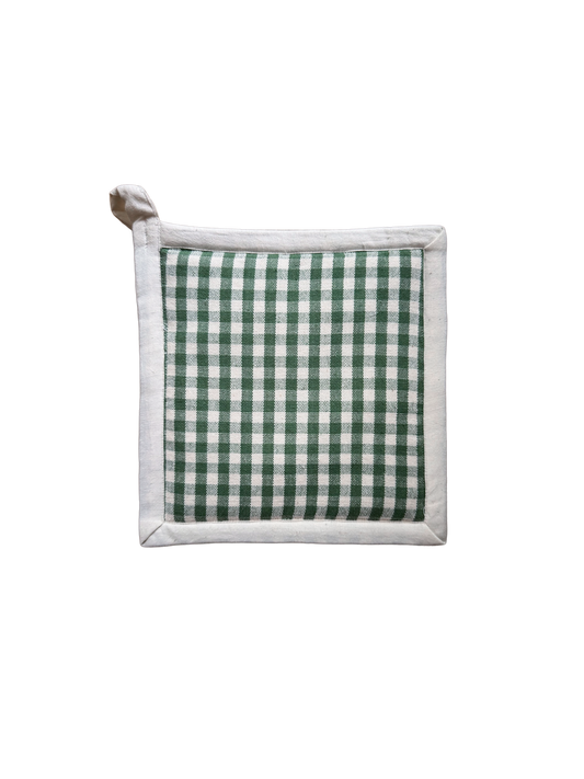 Olive Gingham Pot Holder