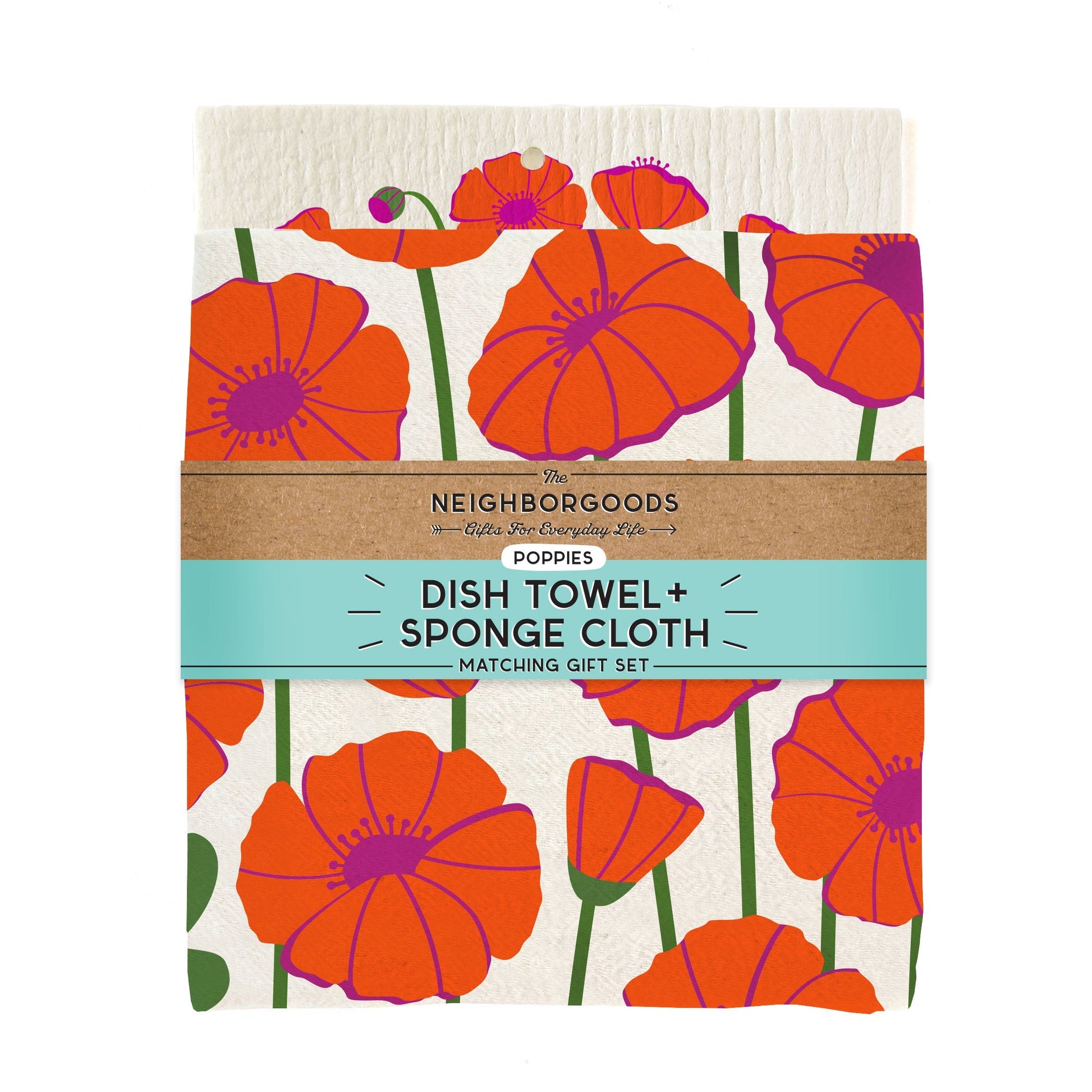 Poppy Dish Towel + Sponge Cloth Gift Set