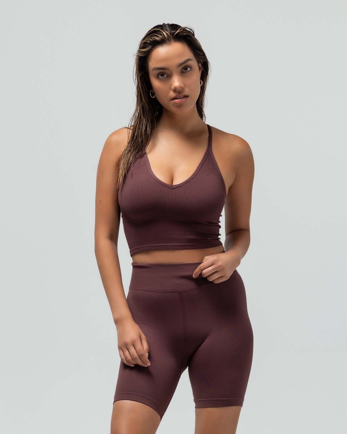 THE CROP RACERBACK V-NECK TANK TOP