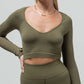 THE V-NECK LONG SLEEVE CROP TOP