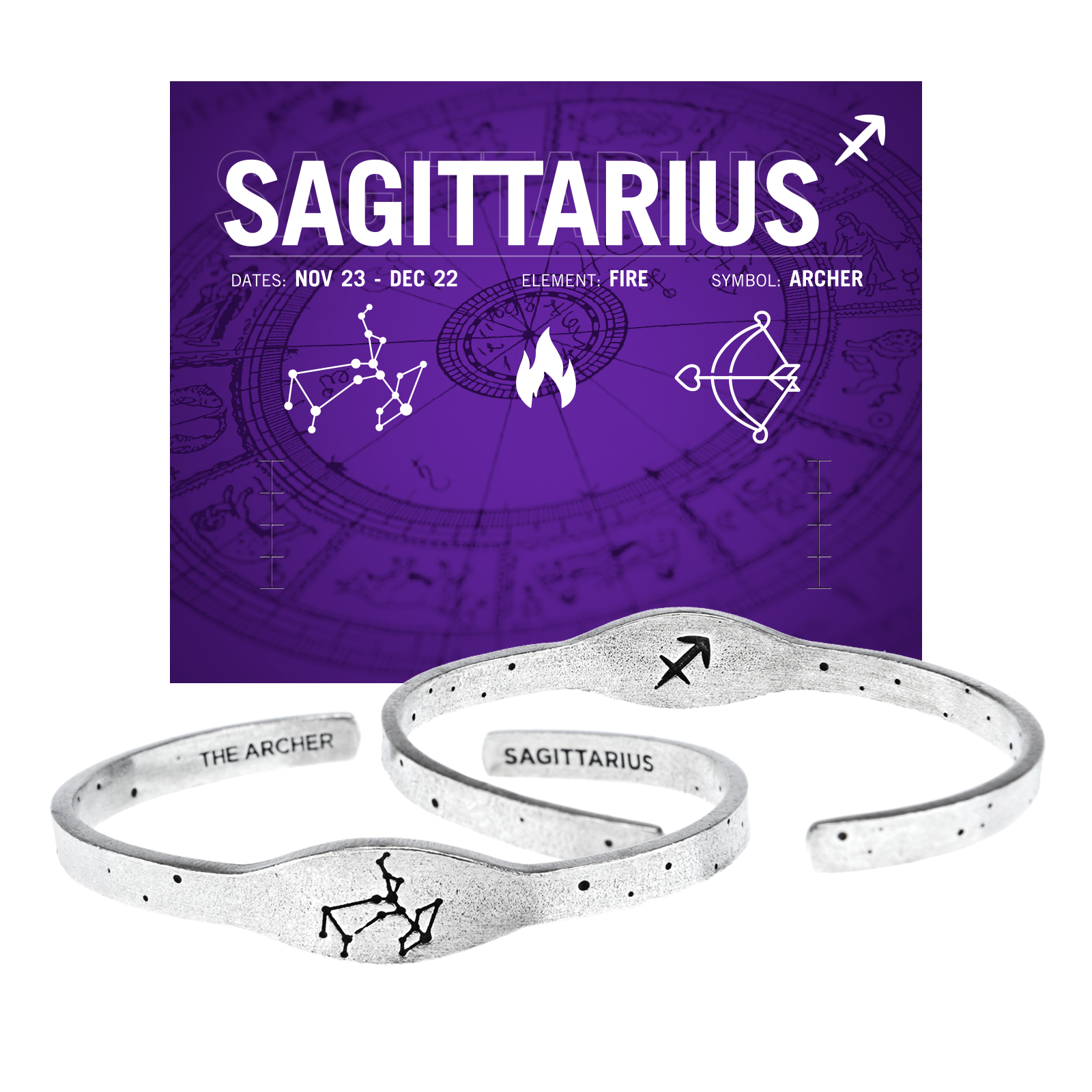 Zodiac Cuff Bracelet - Sagittarius