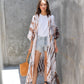 Sara Hand Dyed Kimono in White/Brown Multi