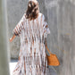 Sara Hand Dyed Kimono in White/Brown Multi