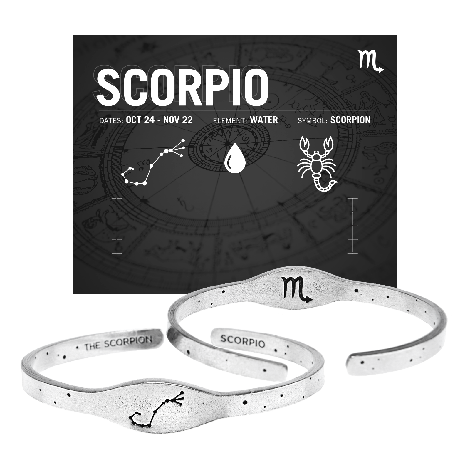 Zodiac Cuff Bracelet - Scorpio