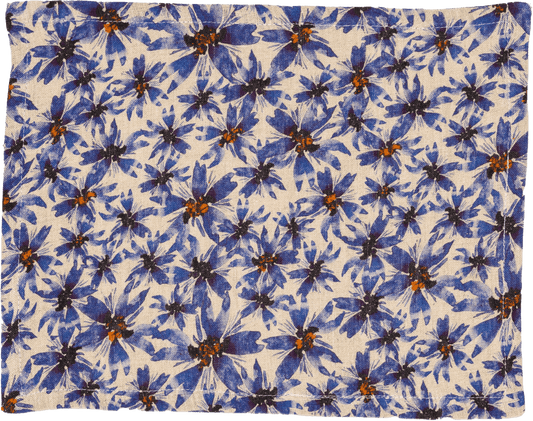 6 Organic Linen Placemats in Blue Harem