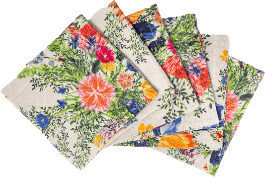 6 Organic Linen Napkins in Dramatic Iris
