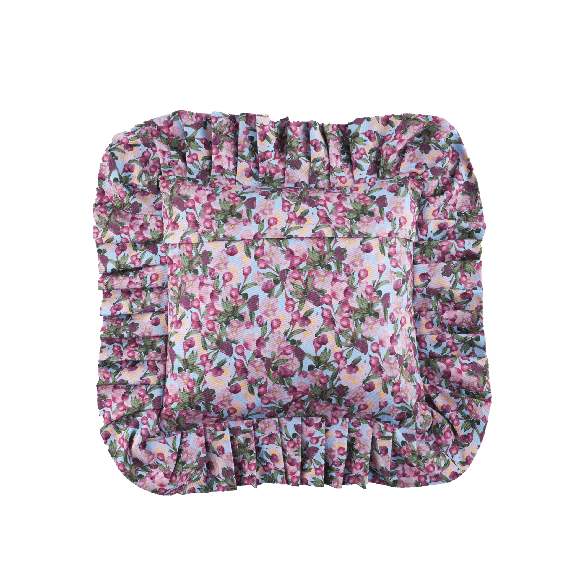 Ruffled Pillow Cover Romance is Dead Blue