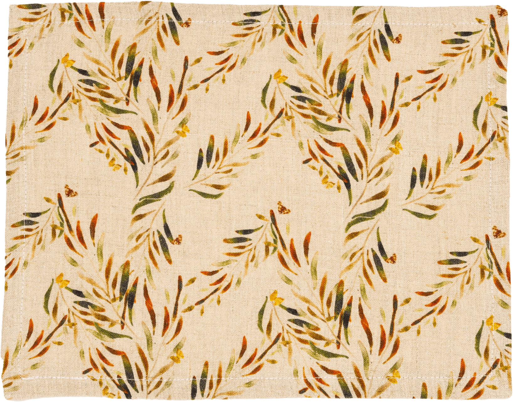 6 Organic Linen Placemats in Red Palm