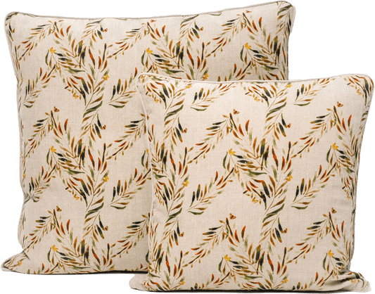 Organic Linen Pillow Cover in Red Palm