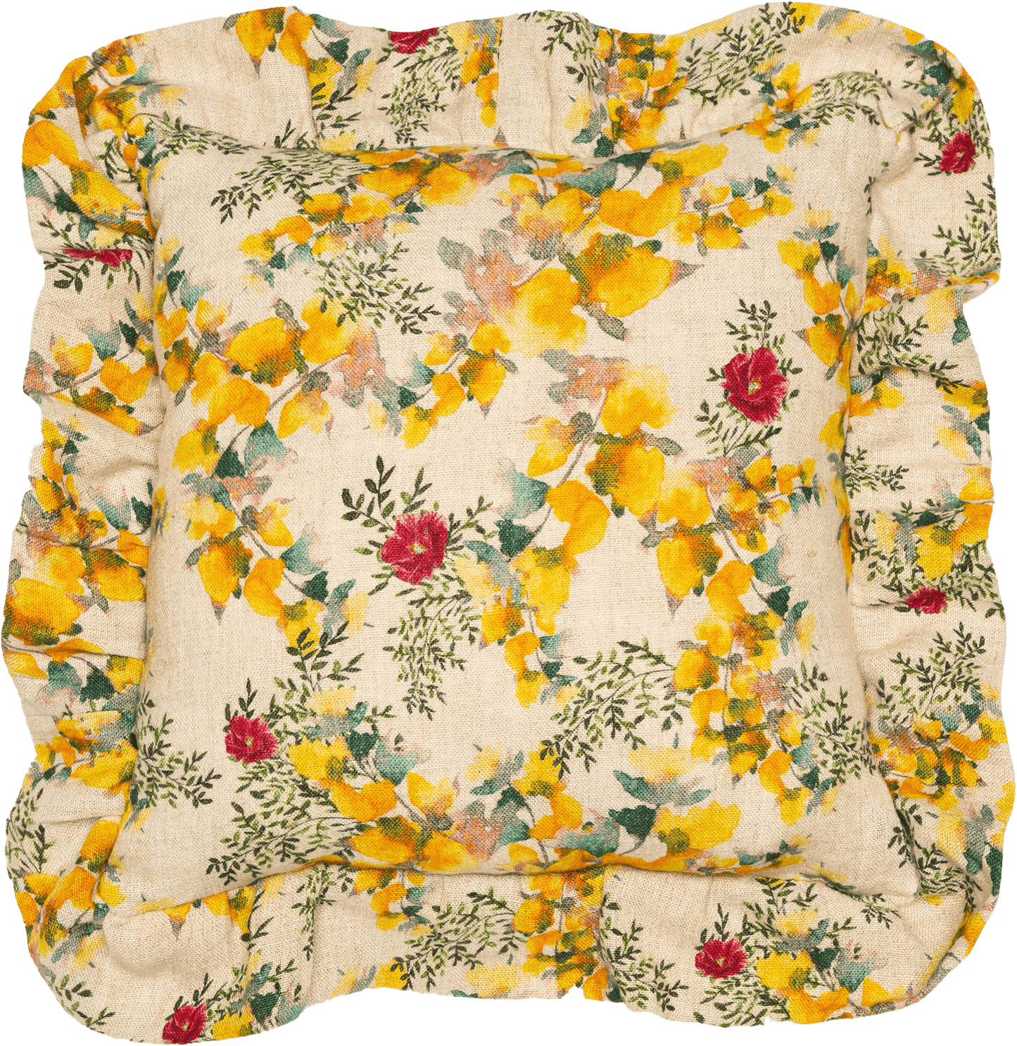 Organic Linen Ruffled Pillow Cover in Saint Valentine