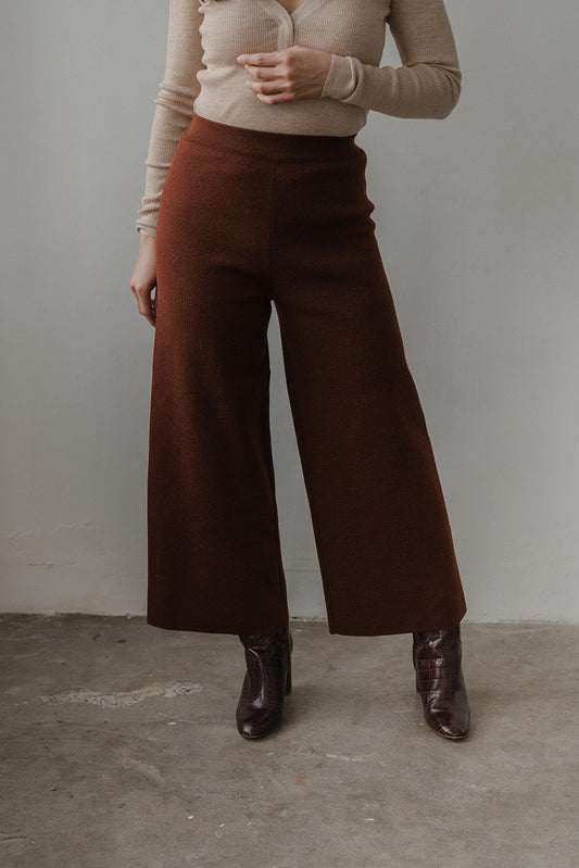 WIDE LEG TROUSERS - UMBER