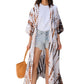 Sara Hand Dyed Kimono in White/Brown Multi