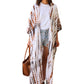 Sara Hand Dyed Kimono in White/Brown Multi
