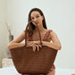 Phoebe Handwoven Leather Tote in Brown