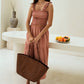 Phoebe Handwoven Leather Tote in Brown