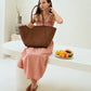 Phoebe Handwoven Leather Tote in Brown