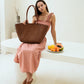 Phoebe Handwoven Leather Tote in Brown