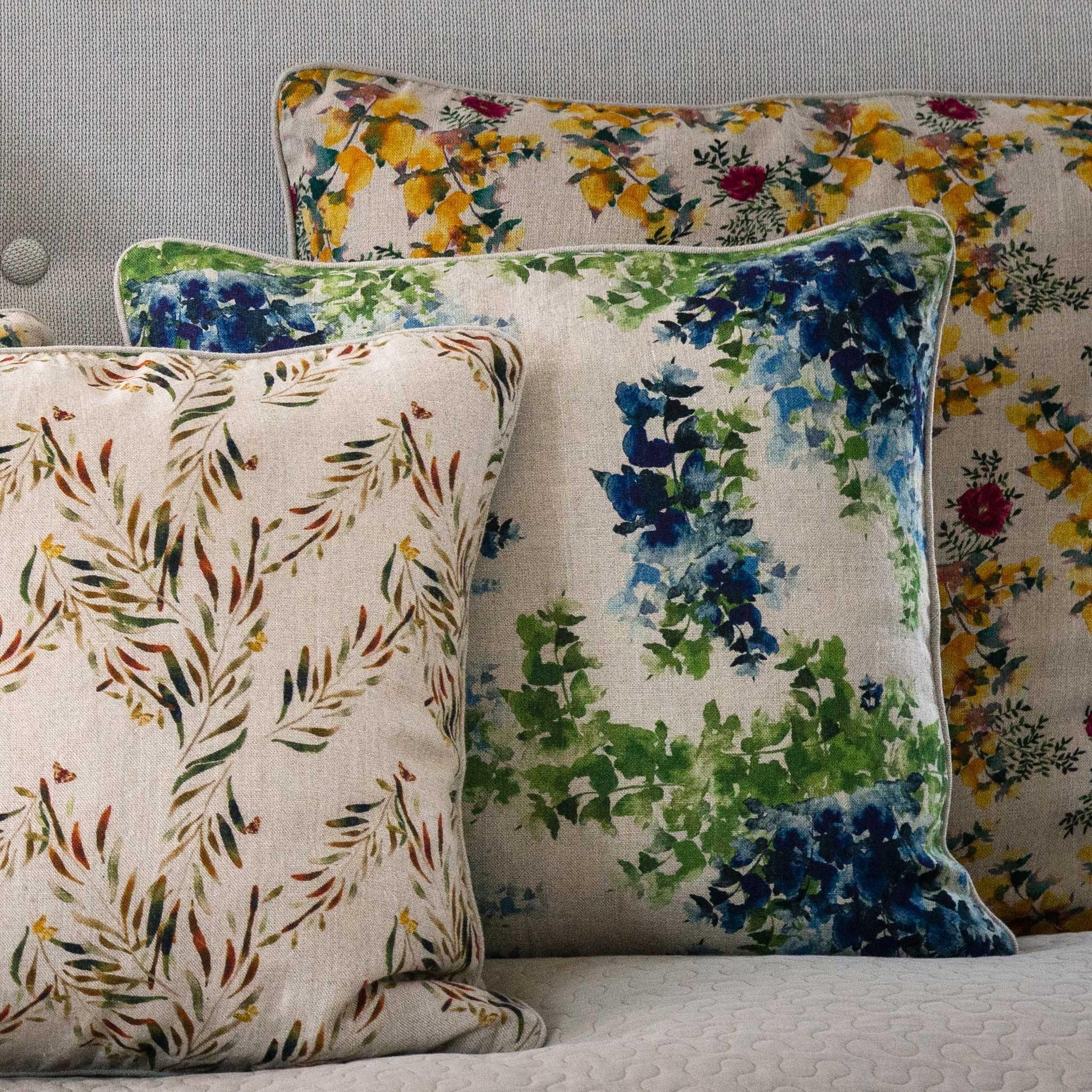 Organic Linen Pillow Cover in Wisteria Lane