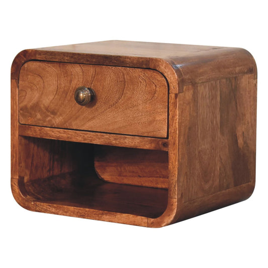 Solid Wood Mini Honey Caramel Wall-Mounted Bedside Table