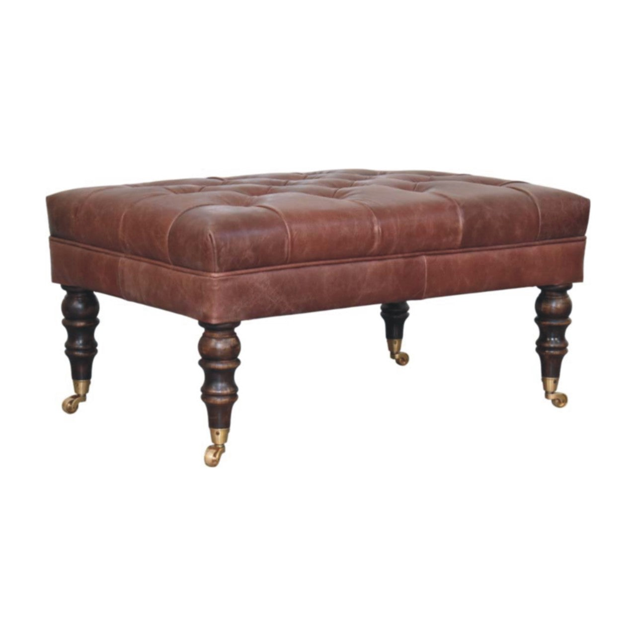 Buffalo Brown Leather Ottoman