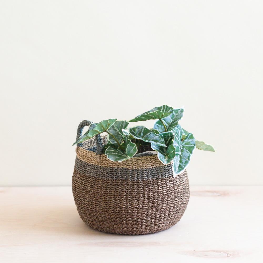 Brown Tabletop Bulge Basket with Handle