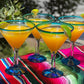 Aqua Rim Modern Margarita Glasses - Martini Style - Set of 4