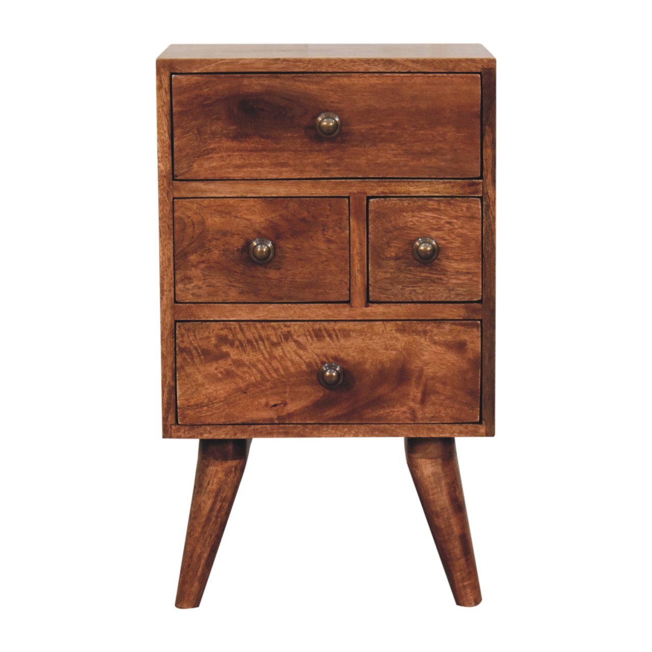 Solid Wood Honey Caramel Nordic Style 4-Drawer Multi Bedside Table