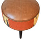 Solid Wood Durrie & Leather Mixed Footstool