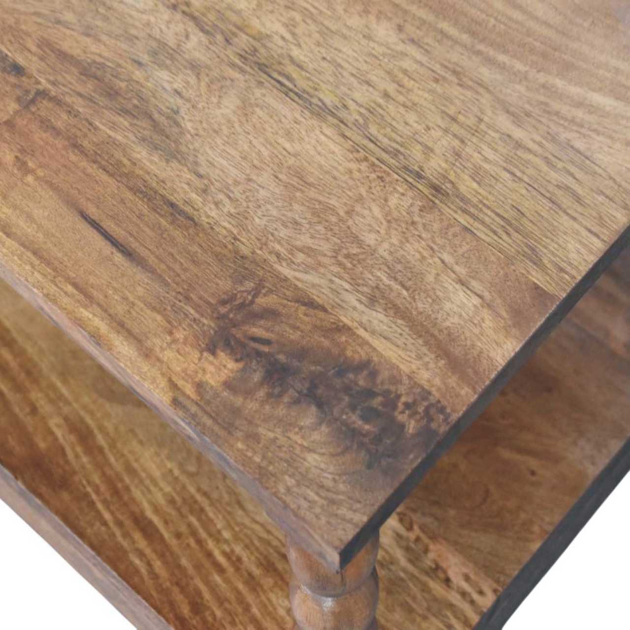 Solid Wood Spindle Coffee Table with Open Shelf