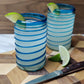 Set of 6 Glasses with an Aqua Spiral Design
