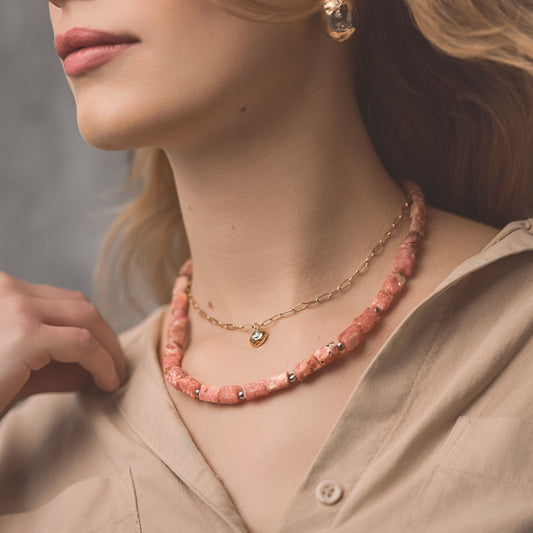 Pink Pebble Necklace