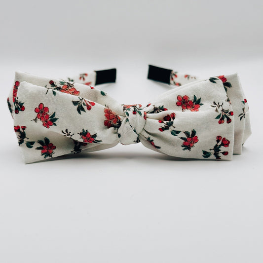 Three Little Bows Headband- Red Hypericum