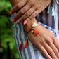 Beaded Shell Tassel Bracelet Coral