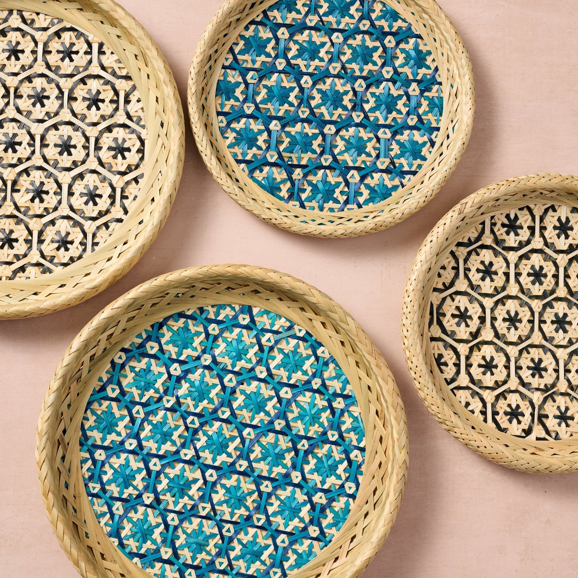 Phu An Bamboo Basket with Blue - 13.5