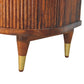 Solid Wood Ribbed Bedside with Brass Handles 2 Drawers Brown